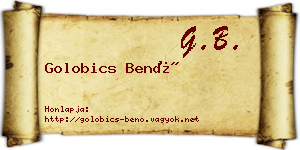 Golobics Benő névjegykártya